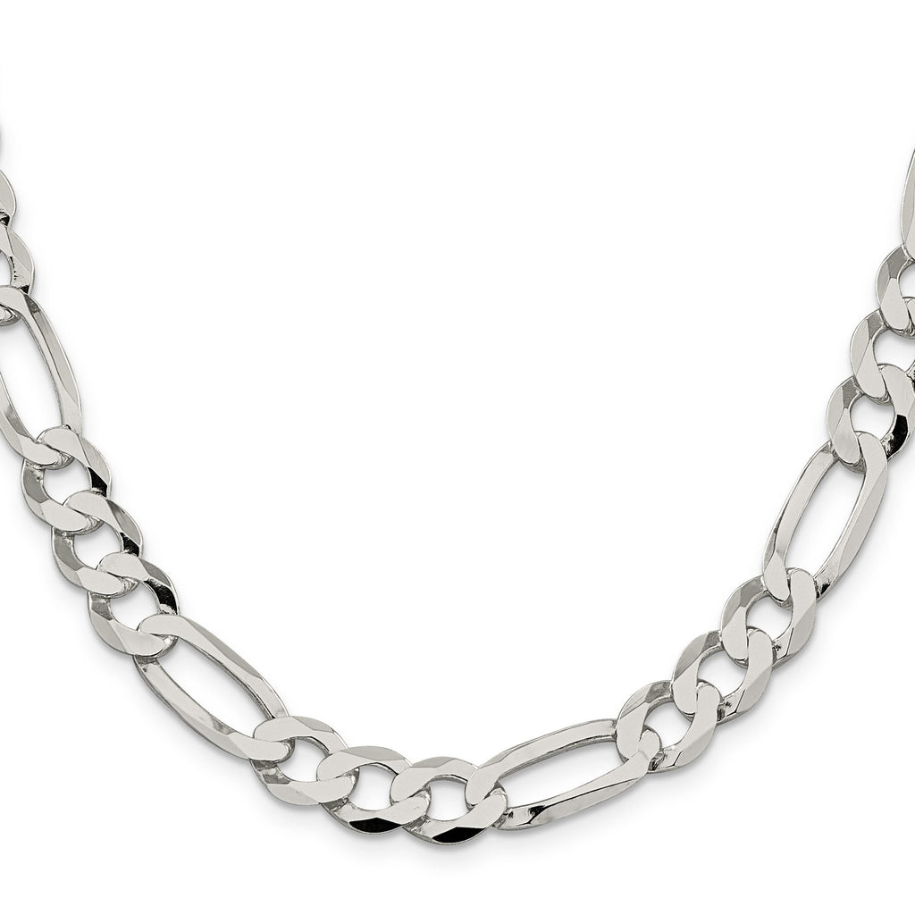 Flat Figaro Chain in Sterling Silver, 9.5mm - Sophia Jewelers