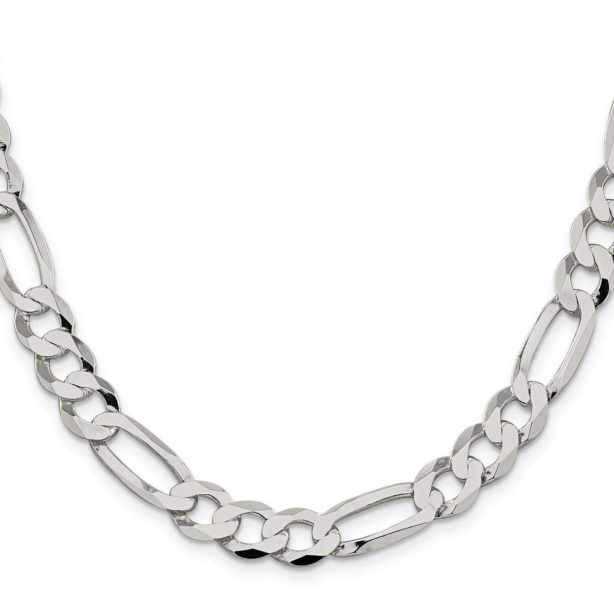 Flat Figaro Chain in Sterling Silver, 9.5mm - Sophia Jewelers