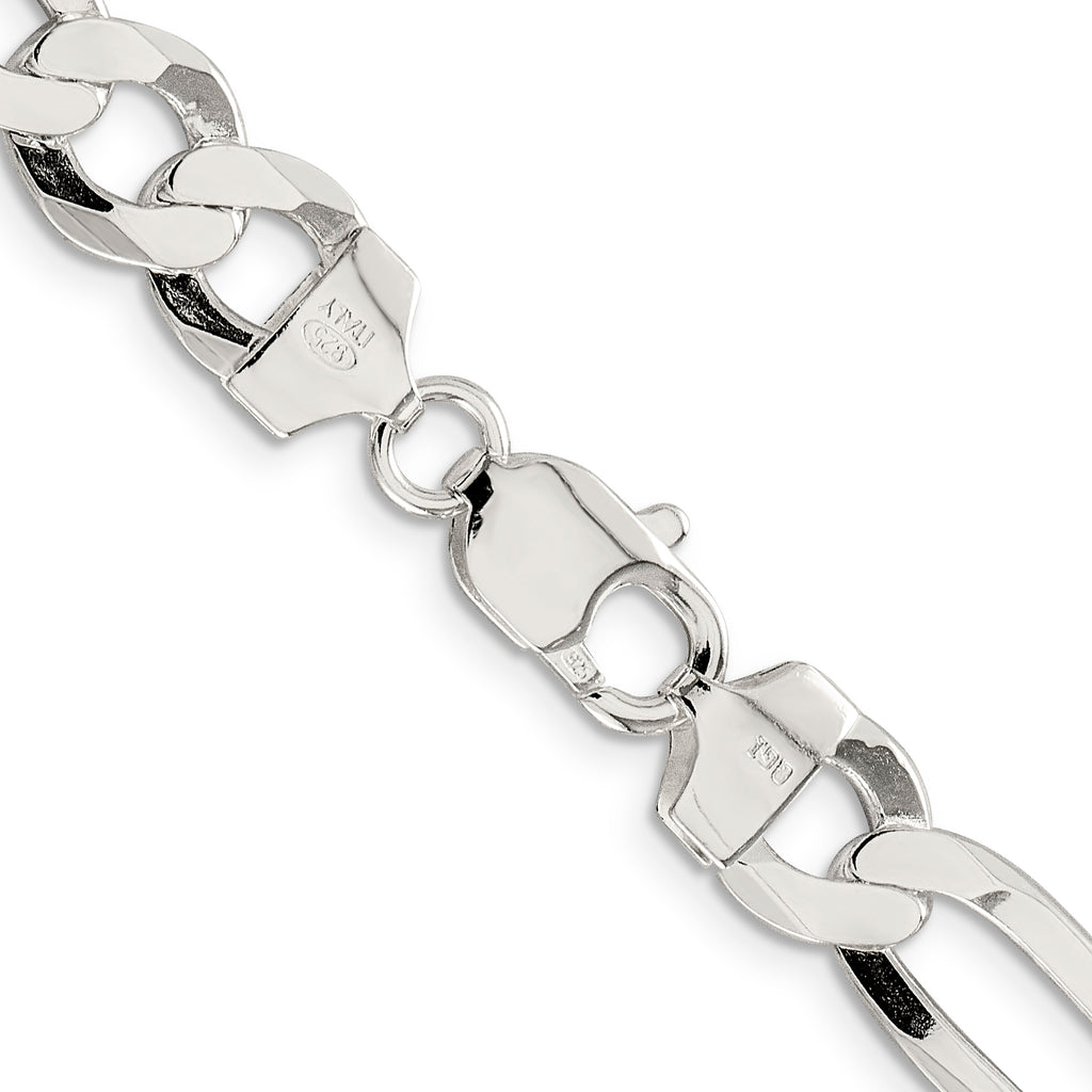 Flat Figaro Chain in Sterling Silver, 9.5mm - Sophia Jewelers