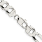 Flat Figaro Chain in Sterling Silver, 9.5mm - Sophia Jewelers