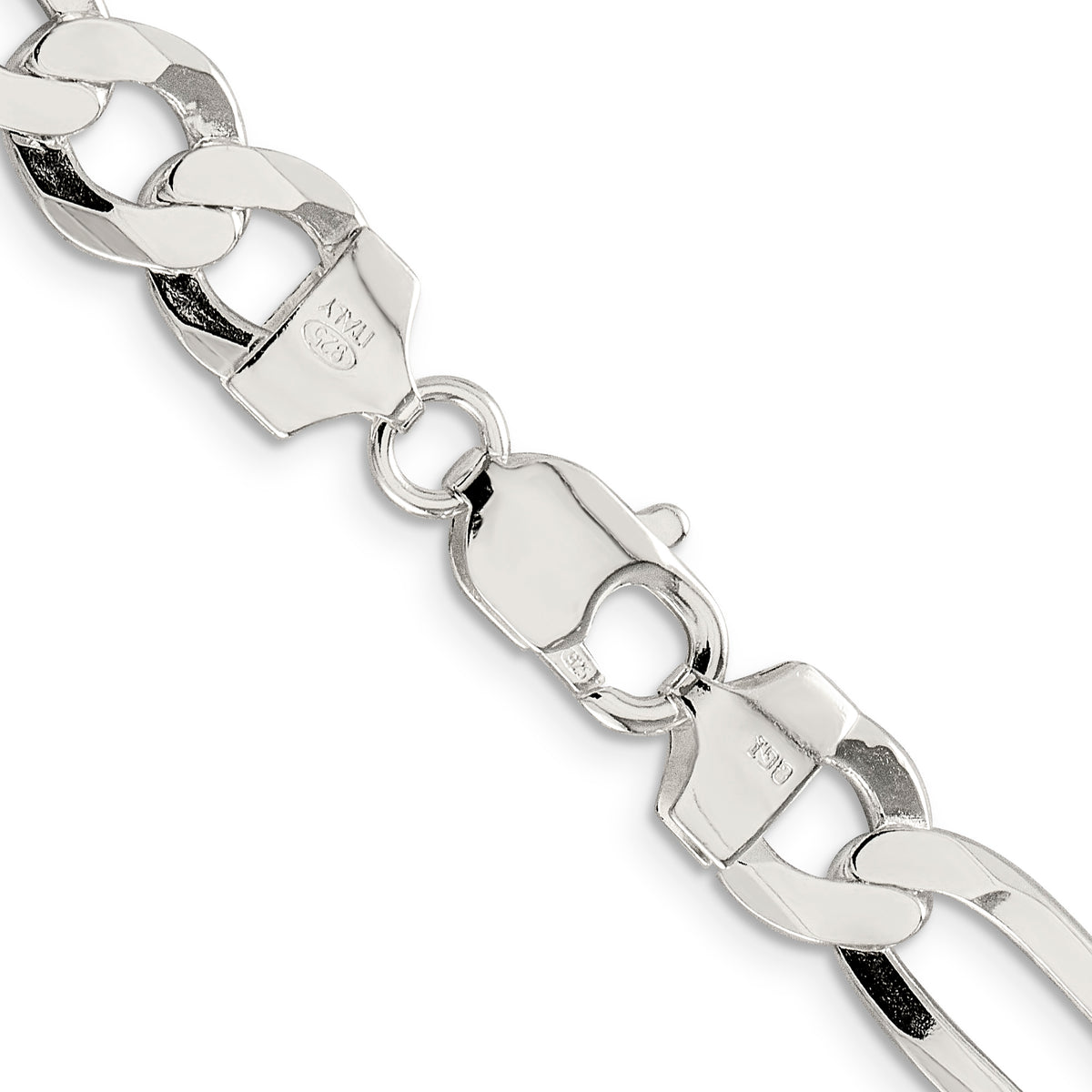 Flat Figaro Chain in Sterling Silver, 9.5mm - Sophia Jewelers
