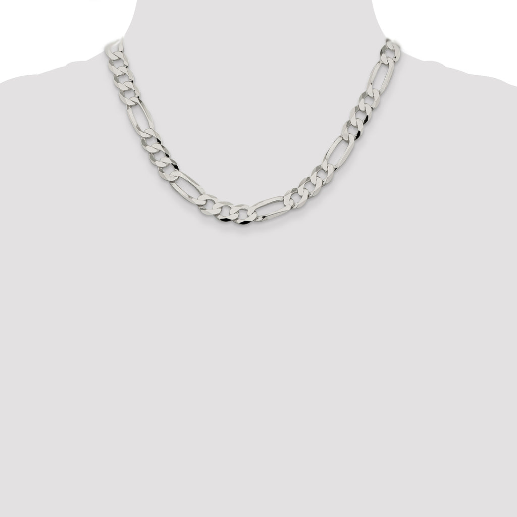 Sterling Silver Figaro Chain Necklace 9.5mm