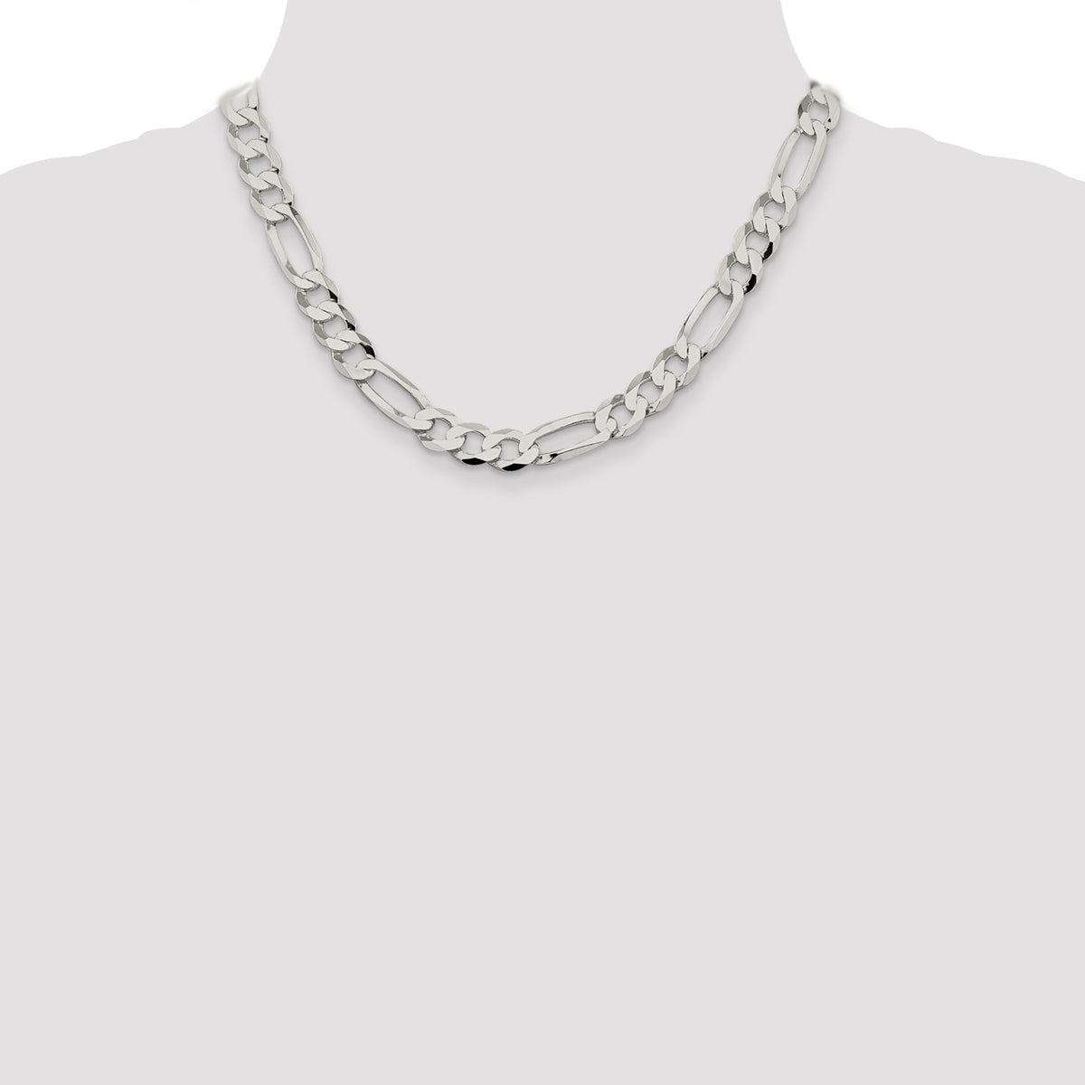 Flat Figaro Chain in Sterling Silver, 9.5mm - Sophia Jewelers