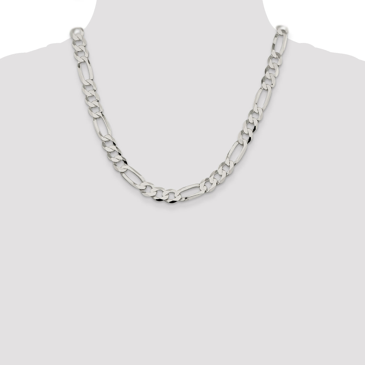 Flat Figaro Chain in Sterling Silver, 9.5mm - Sophia Jewelers