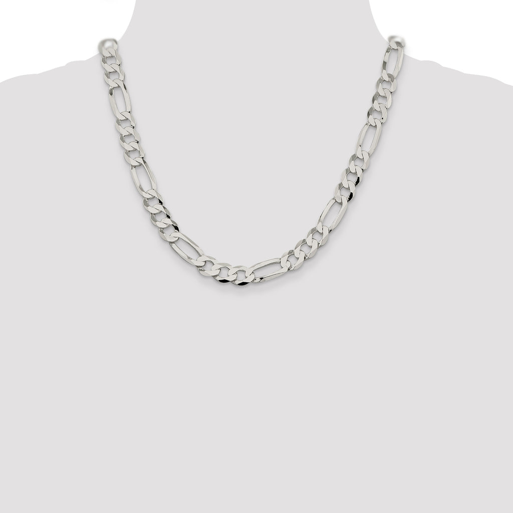 Flat Figaro Chain in Sterling Silver, 9.5mm - Sophia Jewelers