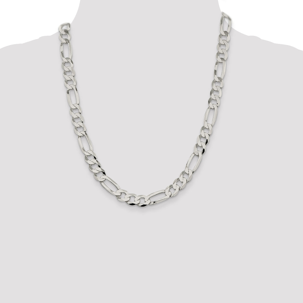 Flat Figaro Chain in Sterling Silver, 9.5mm - Sophia Jewelers