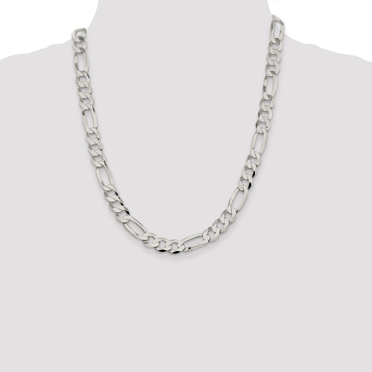 Flat Figaro Chain in Sterling Silver, 9.5mm - Sophia Jewelers