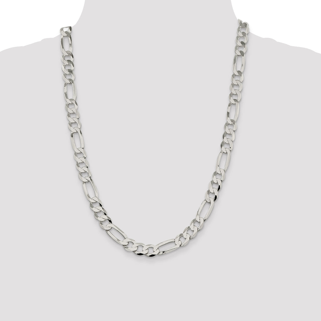 Flat Figaro Chain in Sterling Silver, 9.5mm - Sophia Jewelers