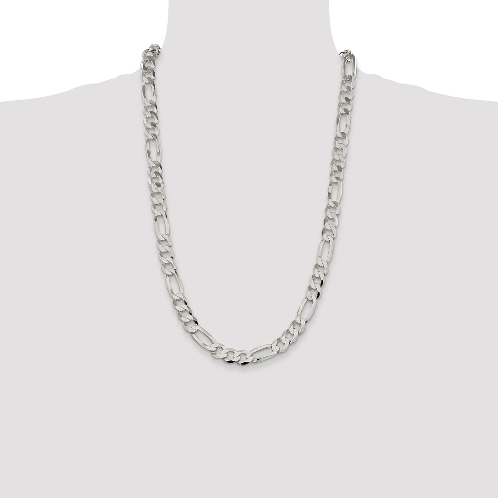 Flat Figaro Chain in Sterling Silver, 9.5mm - Sophia Jewelers