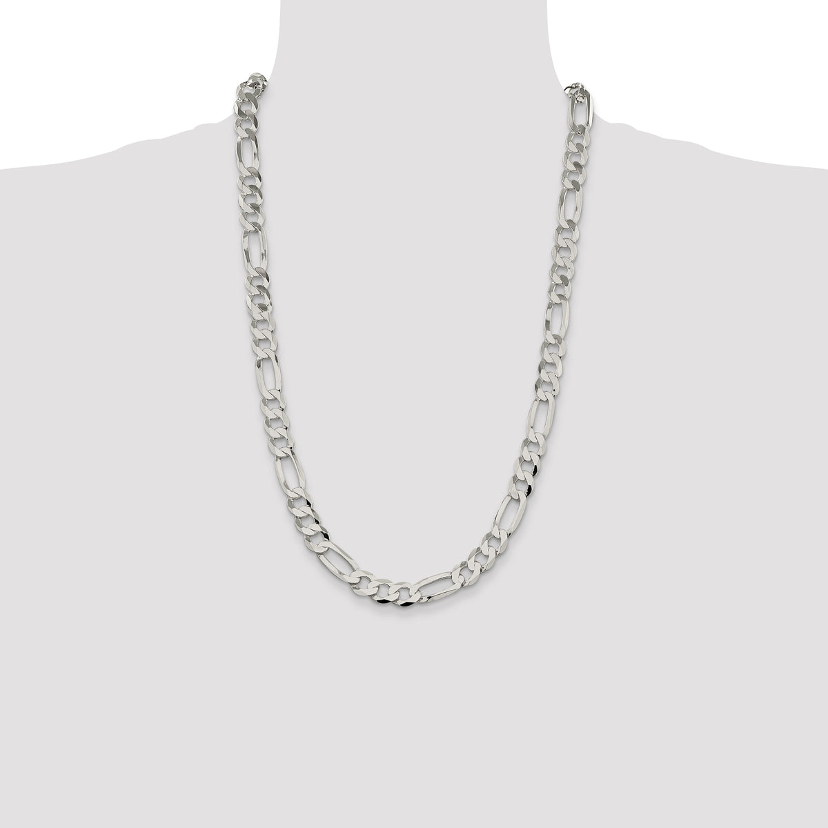 Flat Figaro Chain in Sterling Silver, 9.5mm - Sophia Jewelers