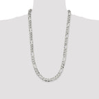 Sterling Silver 9.7mm Lightweight Flat Figaro Chain