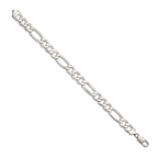 Sterling Silver 9.7mm Lightweight Flat Figaro Chain