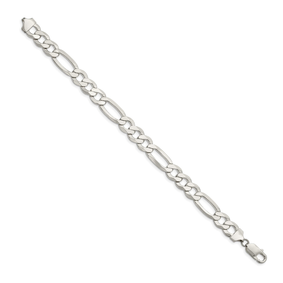 Flat Figaro Chain in Sterling Silver, 9.5mm - Sophia Jewelers