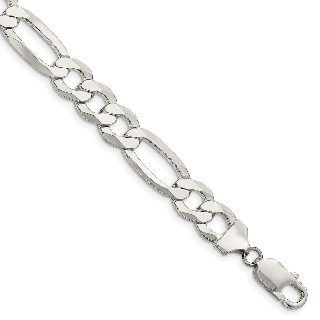 Flat Figaro Chain in Sterling Silver, 9.5mm - Sophia Jewelers