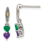 Sterling Silver Antiqued w/14k 2-stone Mother's Earring