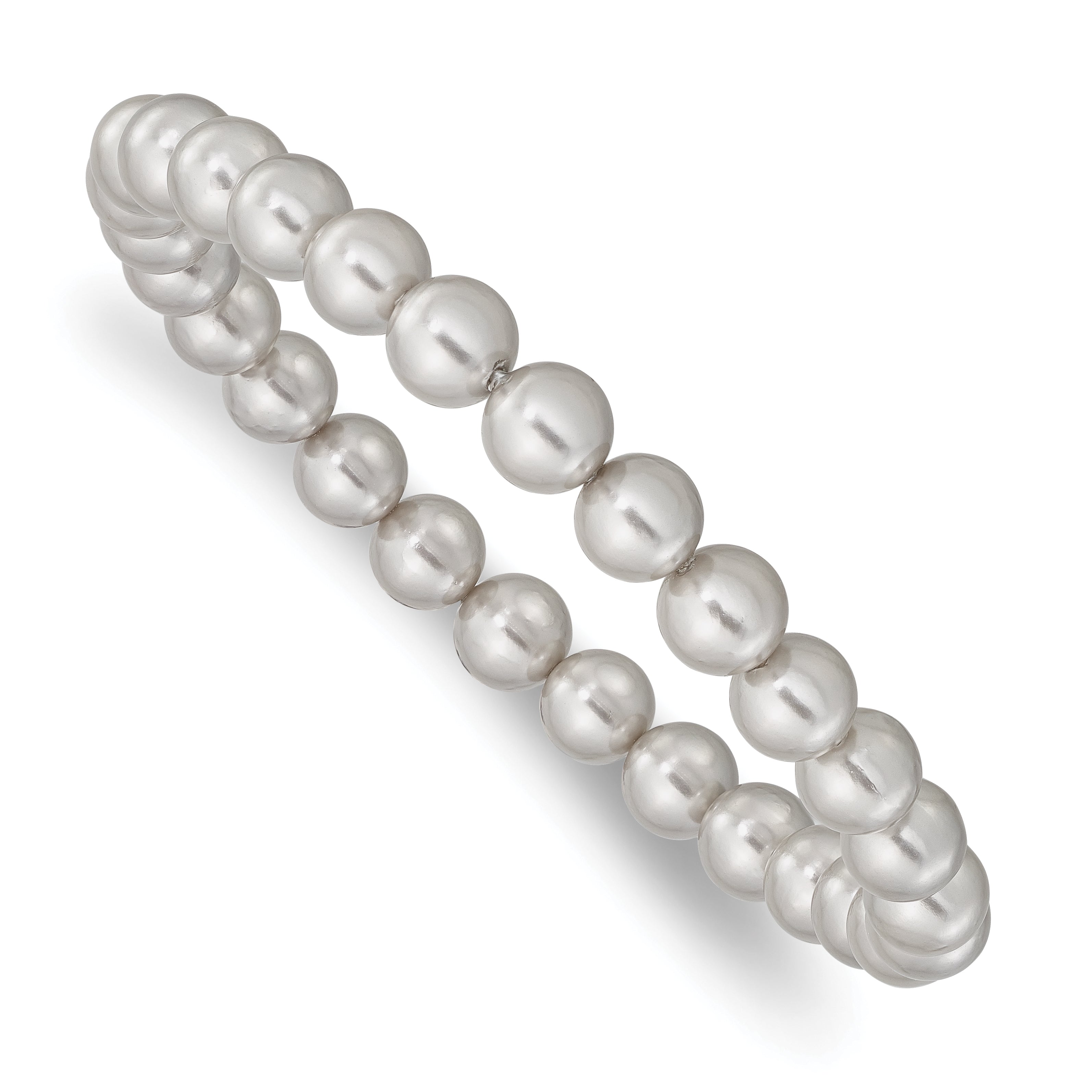Majestik 7-8mm Grey Imitation Shell Pearl Stretch Bracelet Main image