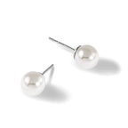 White Simulated Shell Pearl Stud Earrings in Sterling Silver, 6-7mm - Sophia Jewelers