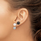 SterlingS Majestik RH-pl 8-9mm Wht/Blk Imit Shell Pearl CZ Post Earring Set