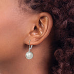 Grey Shell Pearl Dangle Earrings in Sterling Silver, 12-13mm - Sophia Jewelers