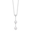 Majestic Sterling Silver Rhodium-Rhodium-Plated 10-11mm White Imitation Shell Pearl CZ Y-Drop Spring Ring Clasp 18 inch Necklace
