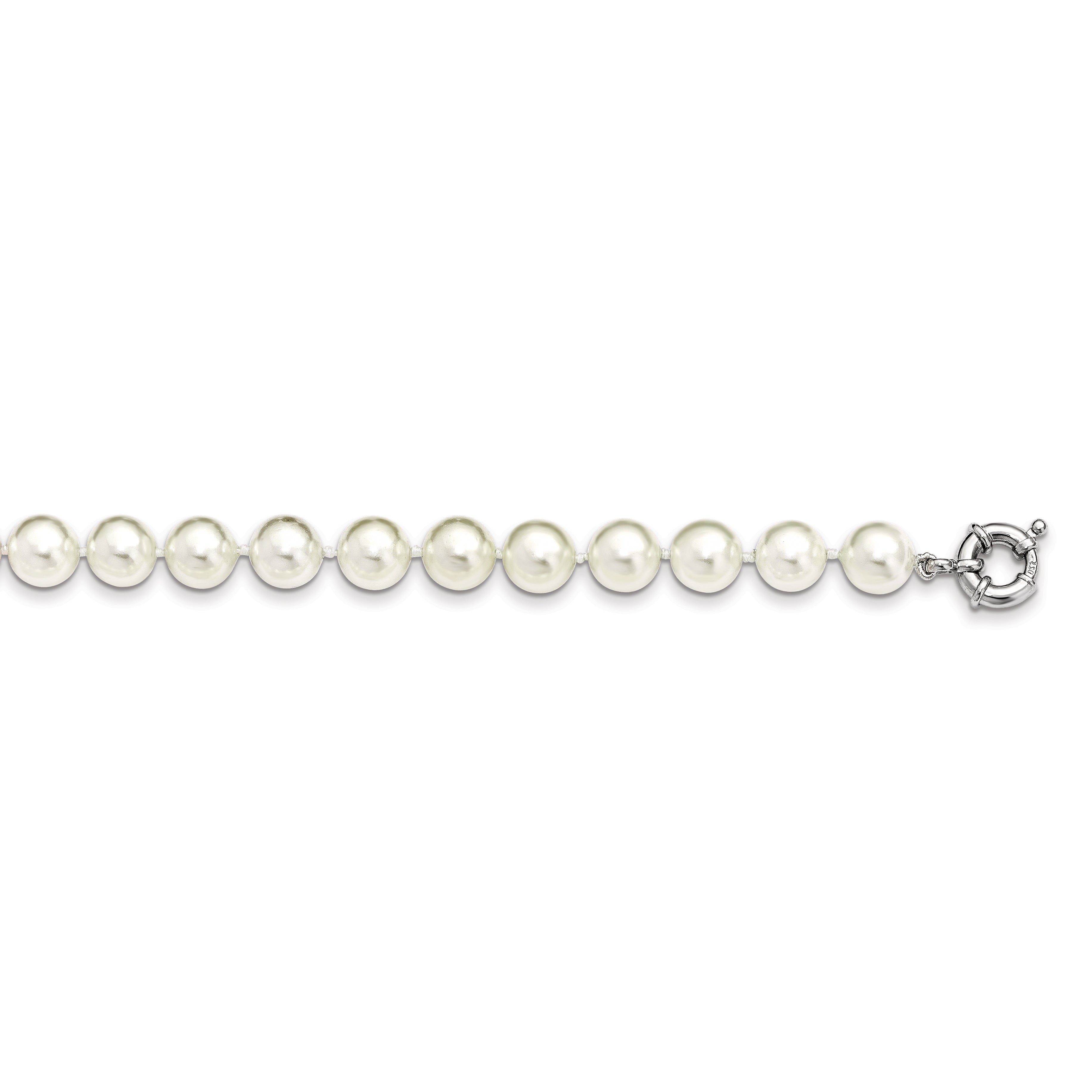 Majestik Sterling Silver Rhodium-plated 10-11mm White Imitation Shell Pearl Hand-knotted Necklace Main image