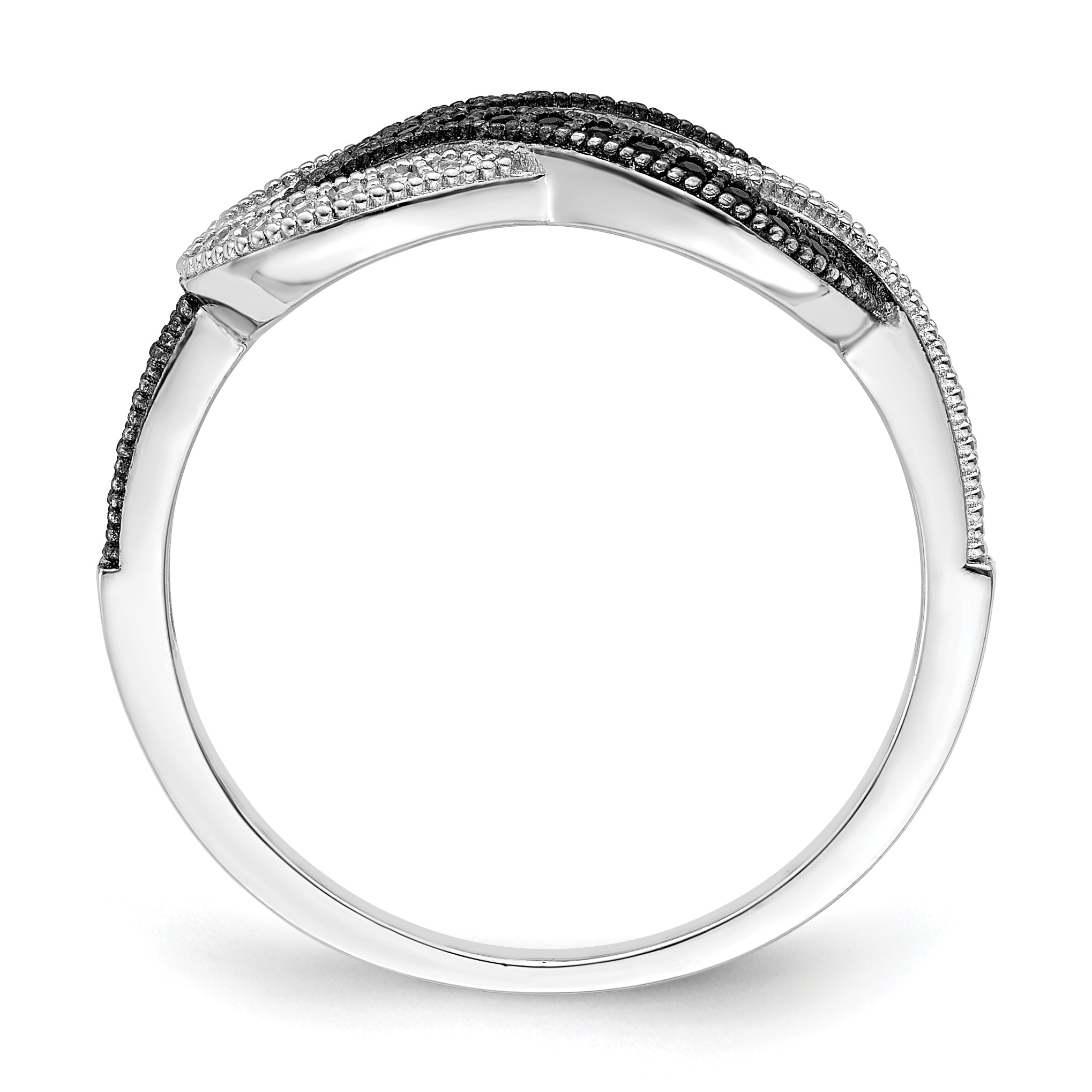 Brilliant Embers Sterling Silver Rhodium-plated 59 Stone Micro PavÃƒÆ’Ã‚Â¢Ãƒâ€šÃ¢â€šÂ¬Ãƒâ€šÃ…Â¡ Black and White CZ Polished Ring Secondary image