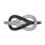 Brilliant Embers Sterling Silver Rhodium-plated 59 Stone Micro Pav‚ Black and White CZ Polished Ring