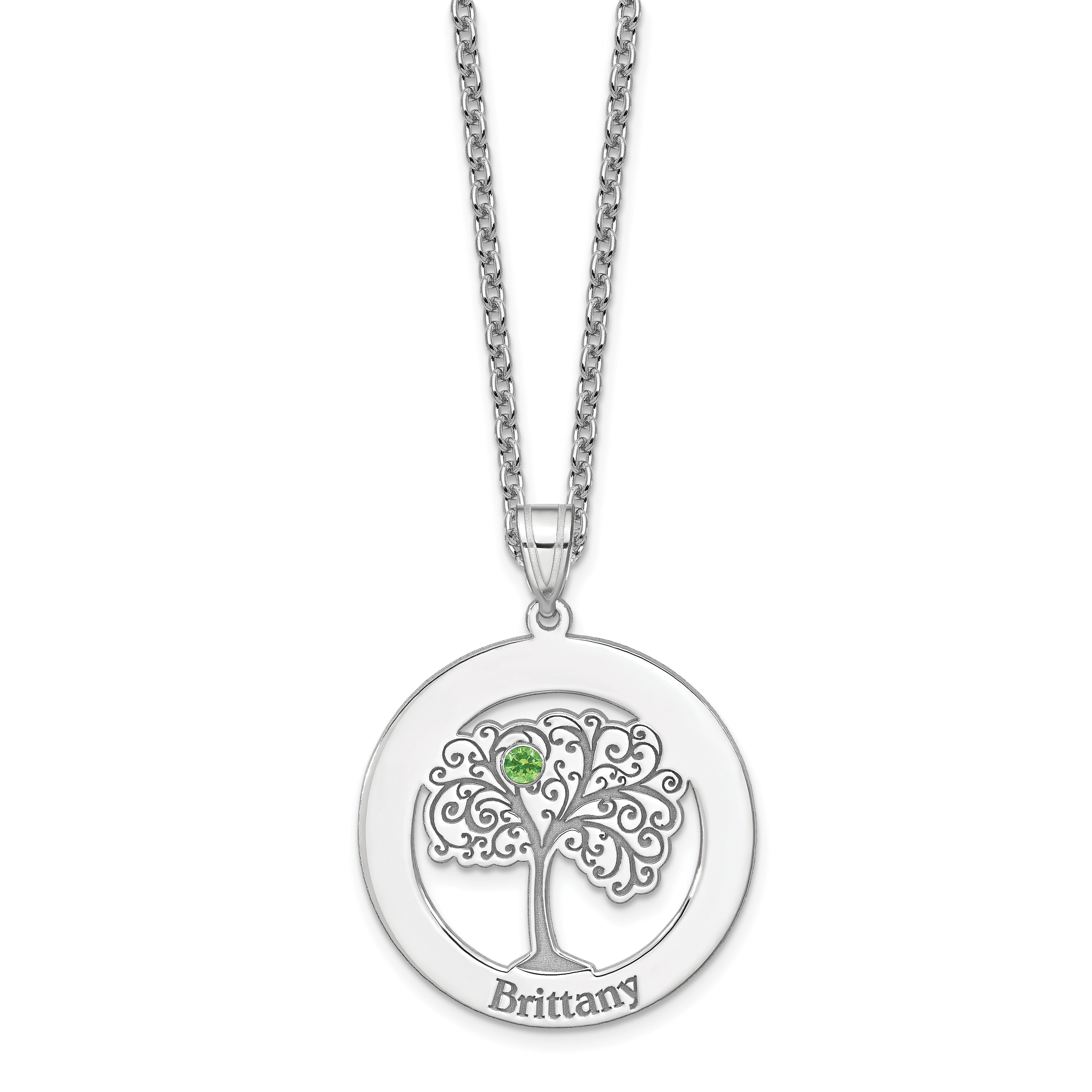 Sterling Silver/Rhodium-plated 1 Birthstone with SS Bezel Family Pendant