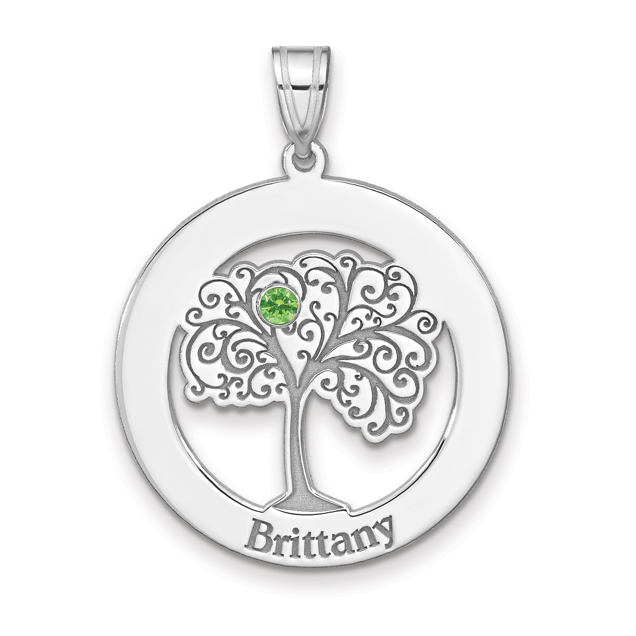 Sterling Silver/Rhodium-plated 1 Birthstone with SS Bezel Family Pendant