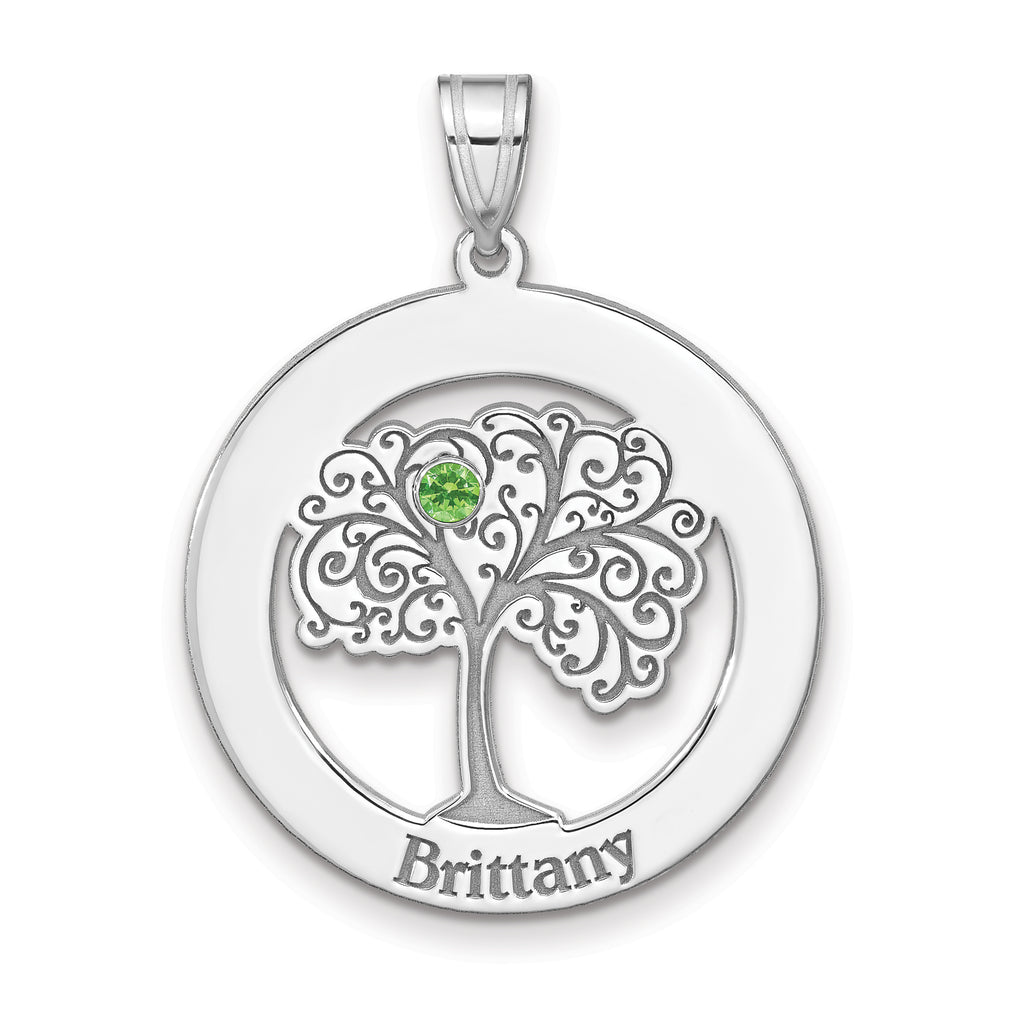 Sterling Silver/Rhodium-plated 1 Birthstone with SS Bezel Family Pendant