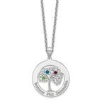 Sterling Silver/Rhodium-plated 3 Birthstone with SS Bezel Family Pendant
