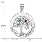 Sterling Silver/Rhodium-plated 3 Birthstone with SS Bezel Family Pendant