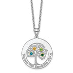 Sterling Silver/Rhod-plated 4 Birthstone with 14k Bezel Family Pendant