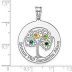 Sterling Silver/Rhod-plated 4 Birthstone with 14k Bezel Family Pendant