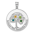 Sterling Silver/Rhod-plated 4 Birthstone with 14k Bezel Family Pendant