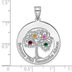 Sterling Silver/Rhodium-plated 4 Birthstone with SS Bezel Family Pendant