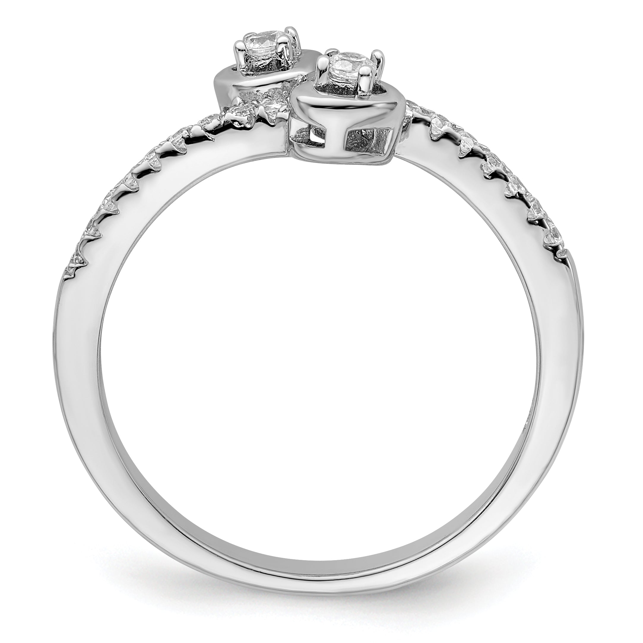 Brilliant Embers Sterling Silver Rhodium-plated 21 Stone Micro Pav‚ CZ Heart Ring