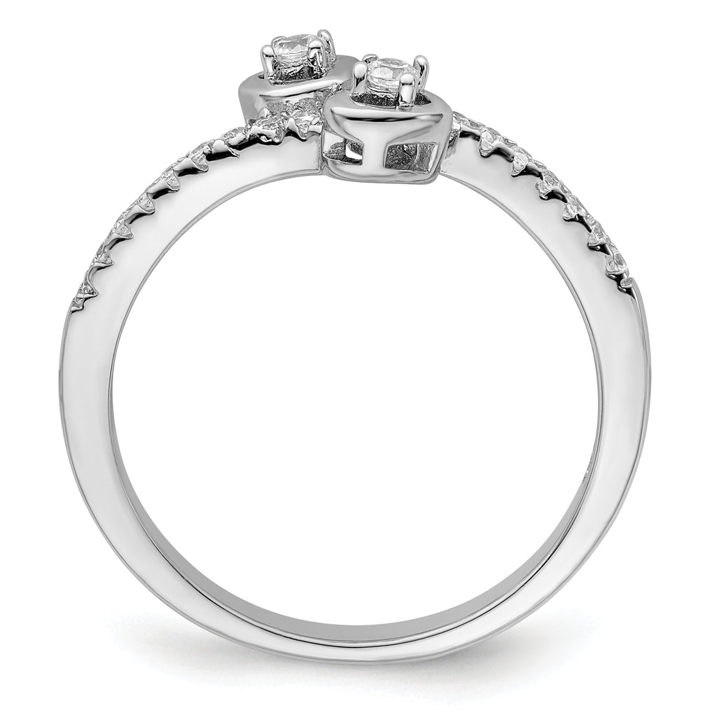 Brilliant Embers Sterling Silver Rhodium-plated 21 Stone Micro Pav‚ CZ Heart Ring