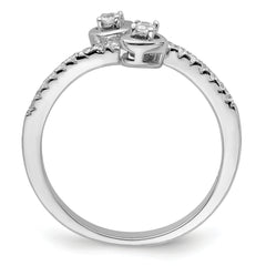 Brilliant Embers Sterling Silver Rhodium-plated 21 Stone Micro Pav‚ CZ Heart Ring