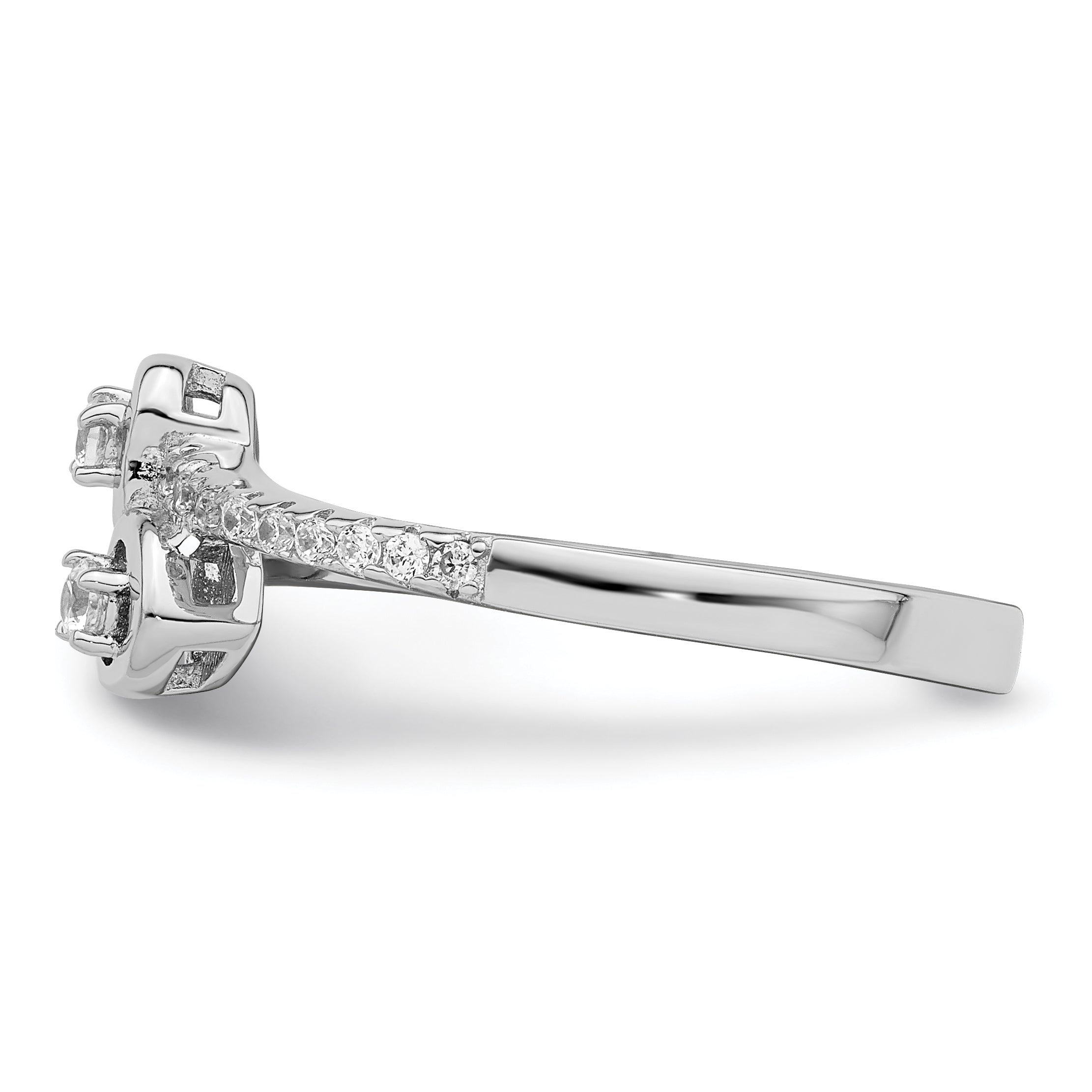 Brilliant Embers Sterling Silver Rhodium-plated 21 Stone Micro Pav‚ CZ Heart Ring