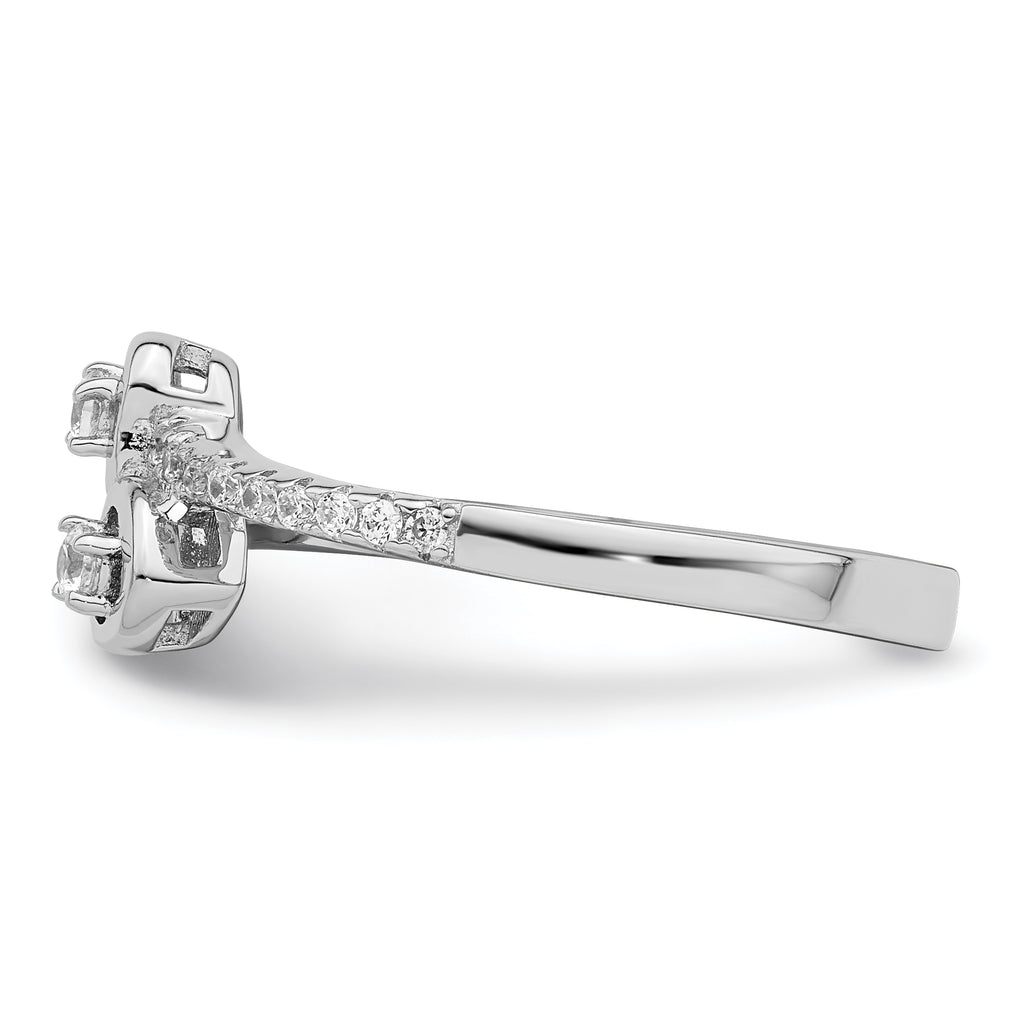 Brilliant Embers Sterling Silver Rhodium-plated 21 Stone Micro Pav‚ CZ Heart Ring
