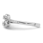 Brilliant Embers Sterling Silver Rhodium-plated 21 Stone Micro Pav‚ CZ Heart Ring