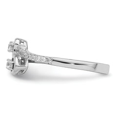 Brilliant Embers Sterling Silver Rhodium-plated 21 Stone Micro Pav‚ CZ Heart Ring