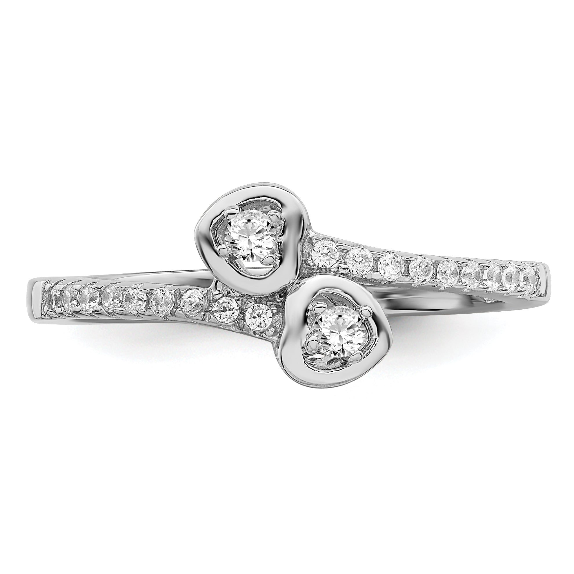 Brilliant Embers Sterling Silver Rhodium-plated 21 Stone Micro Pav‚ CZ Heart Ring