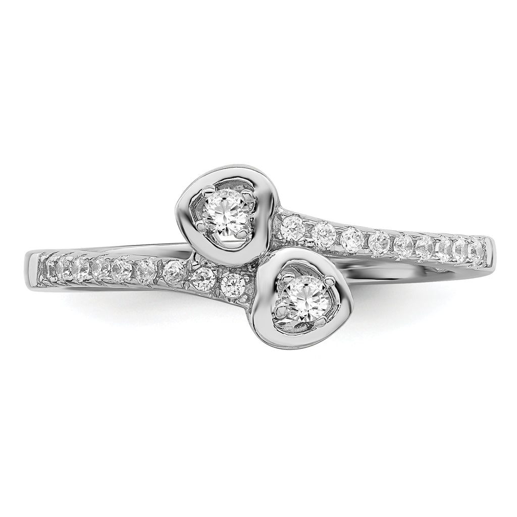 Brilliant Embers Sterling Silver Rhodium-plated 21 Stone Micro Pav‚ CZ Heart Ring