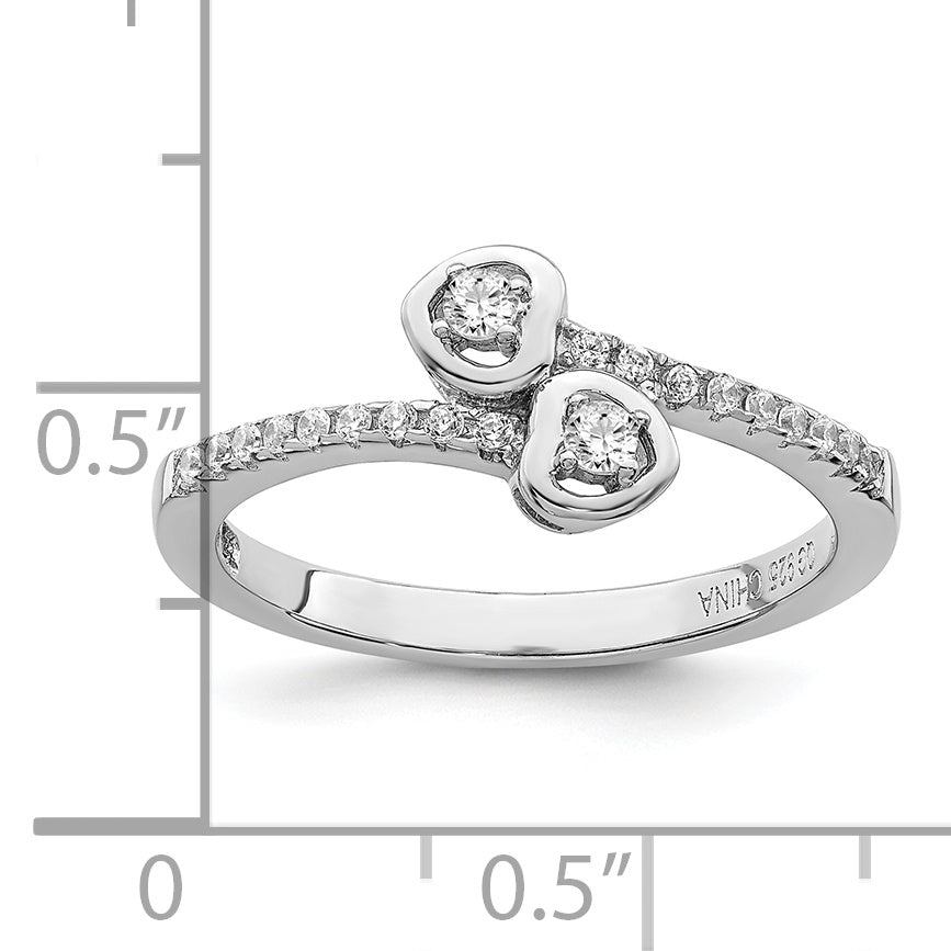 Brilliant Embers Sterling Silver Rhodium-plated 21 Stone Micro Pav‚ CZ Heart Ring