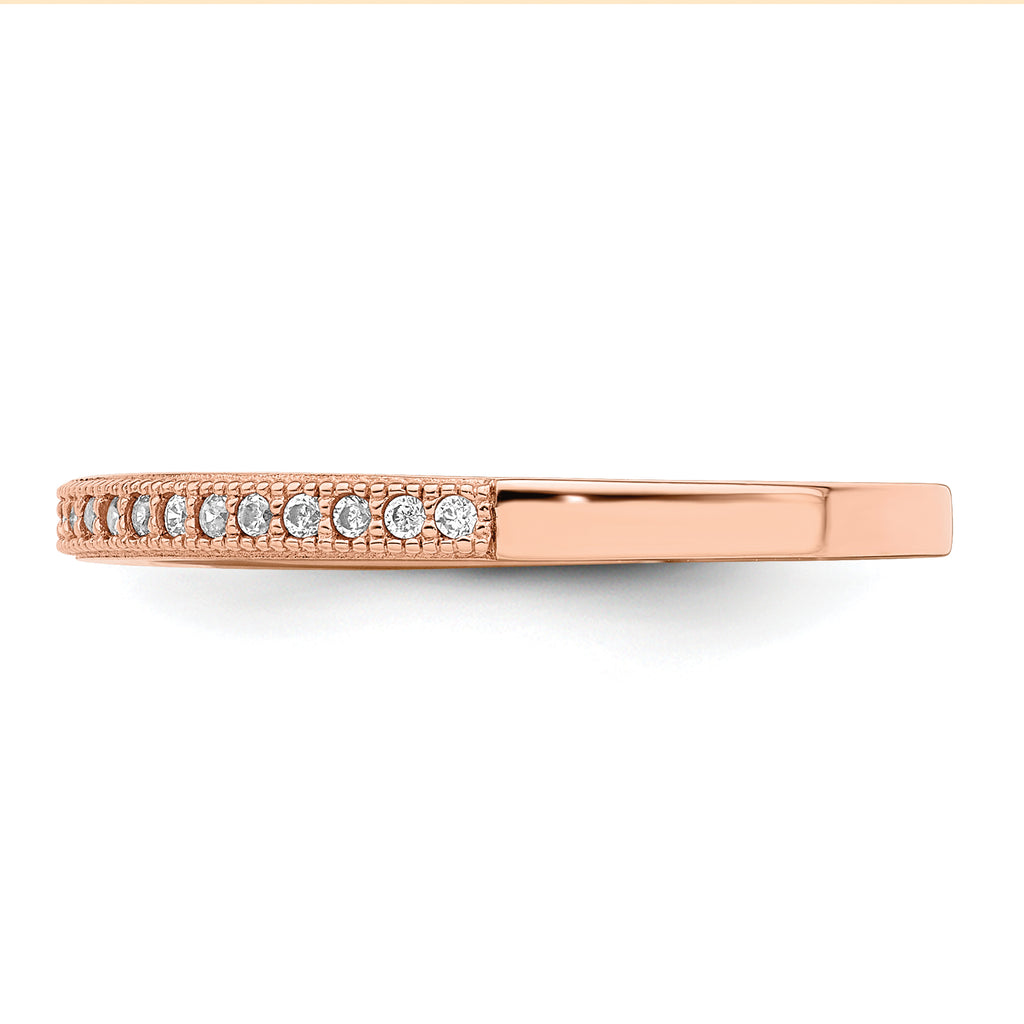 Brilliant Embers Sterling Silver Rose Gold-plated 25 Stone Micro Pave CZ Polished Ring