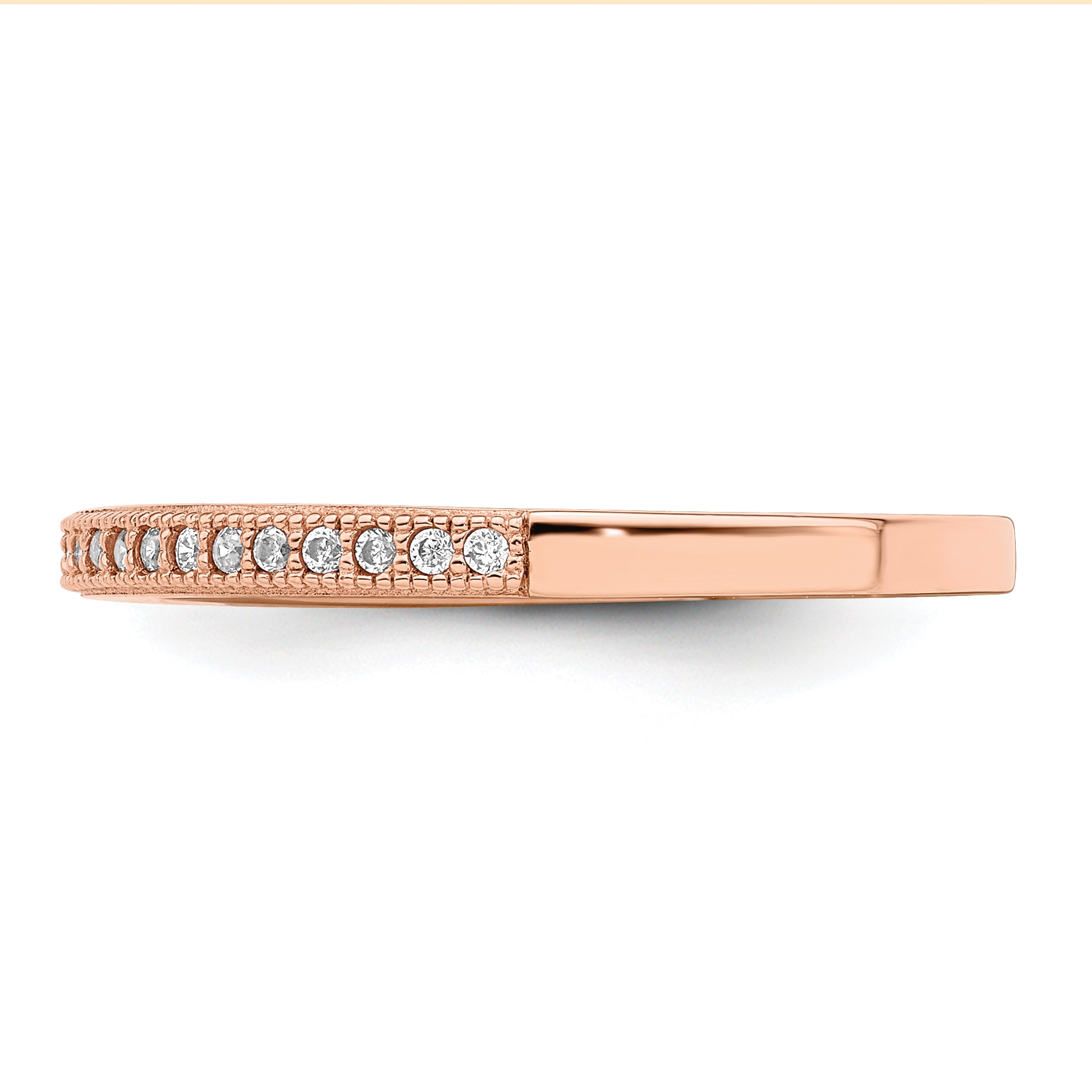 Brilliant Embers Sterling Silver Rose Gold-plated 25 Stone Micro Pave CZ Polished Ring