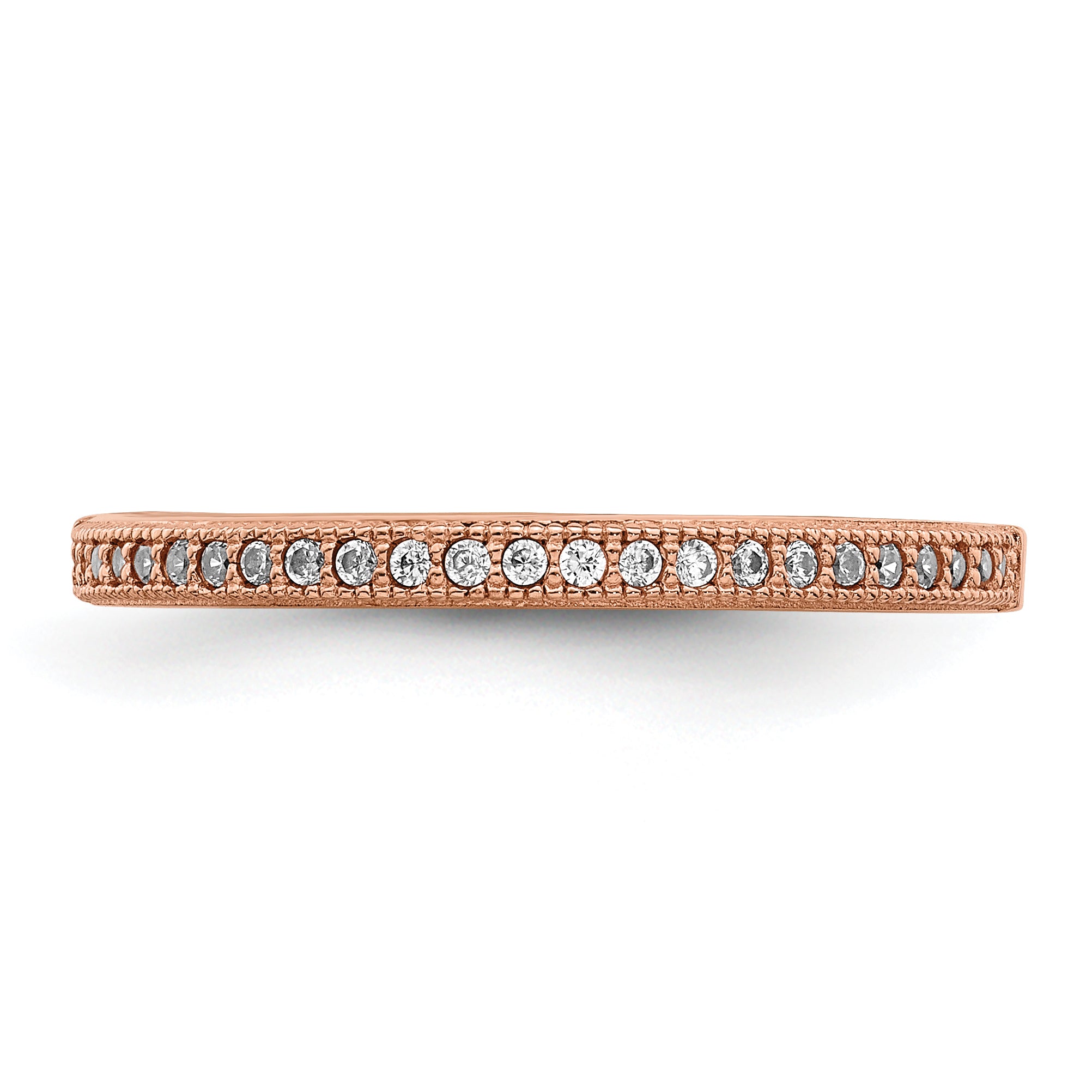 Brilliant Embers Sterling Silver Rose Gold-plated 25 Stone Micro Pave CZ Polished Ring