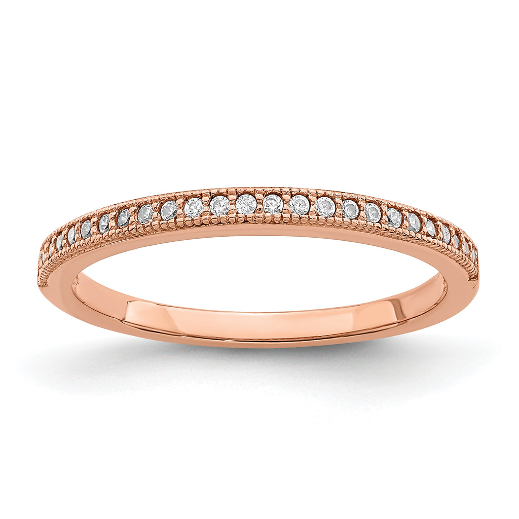 Brilliant Embers Sterling Silver Rose Gold-plated 25 Stone Micro Pave CZ Polished Ring
